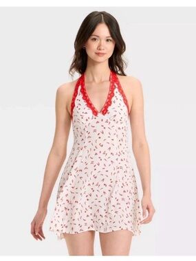 wild fable White Halter Chemise with Red Trim